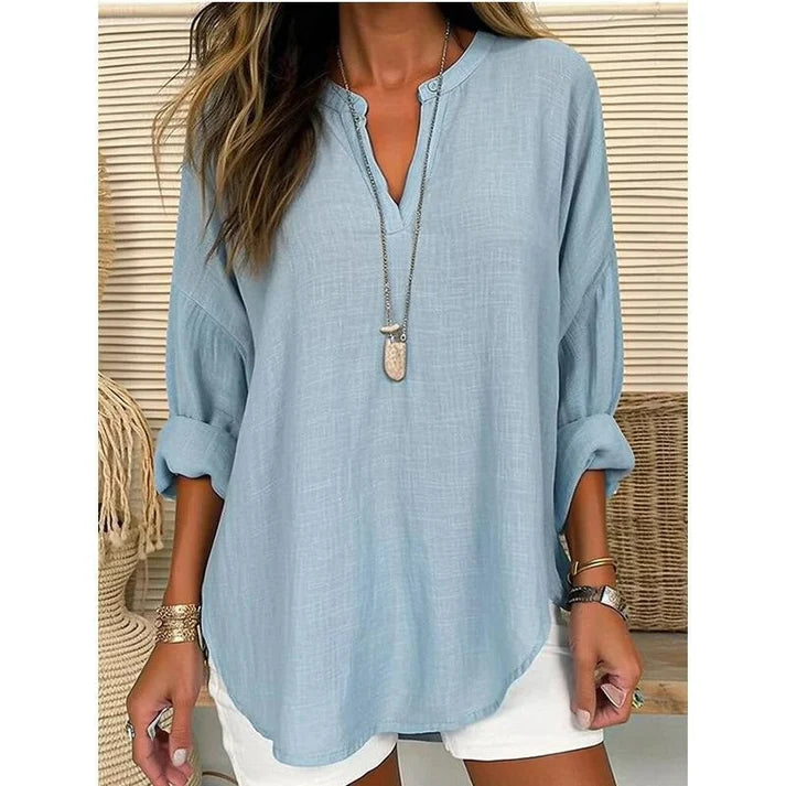 Women’s Casual Solid V-Neck Blouse