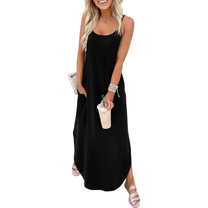Women’s Casual Maxi Dress – Spaghetti Strap Summer Sundress for Vacation & Beach Days