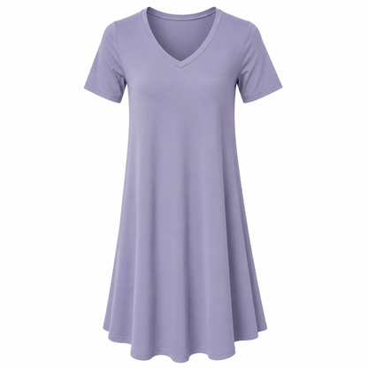 Women's Casual T-Shirt Loungewear Dresses with Pockets, Clothing Short Sleeves Pajama Dress