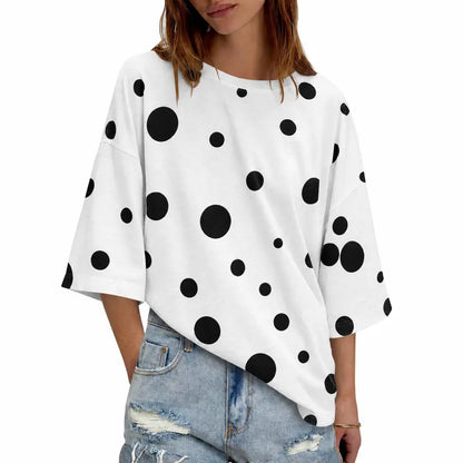 Women's Oversized Half Sleeve T-Shirt – Casual Crew Neck Loose Fit Tunic Tee, Lightweight Summer Boxy Basic Top