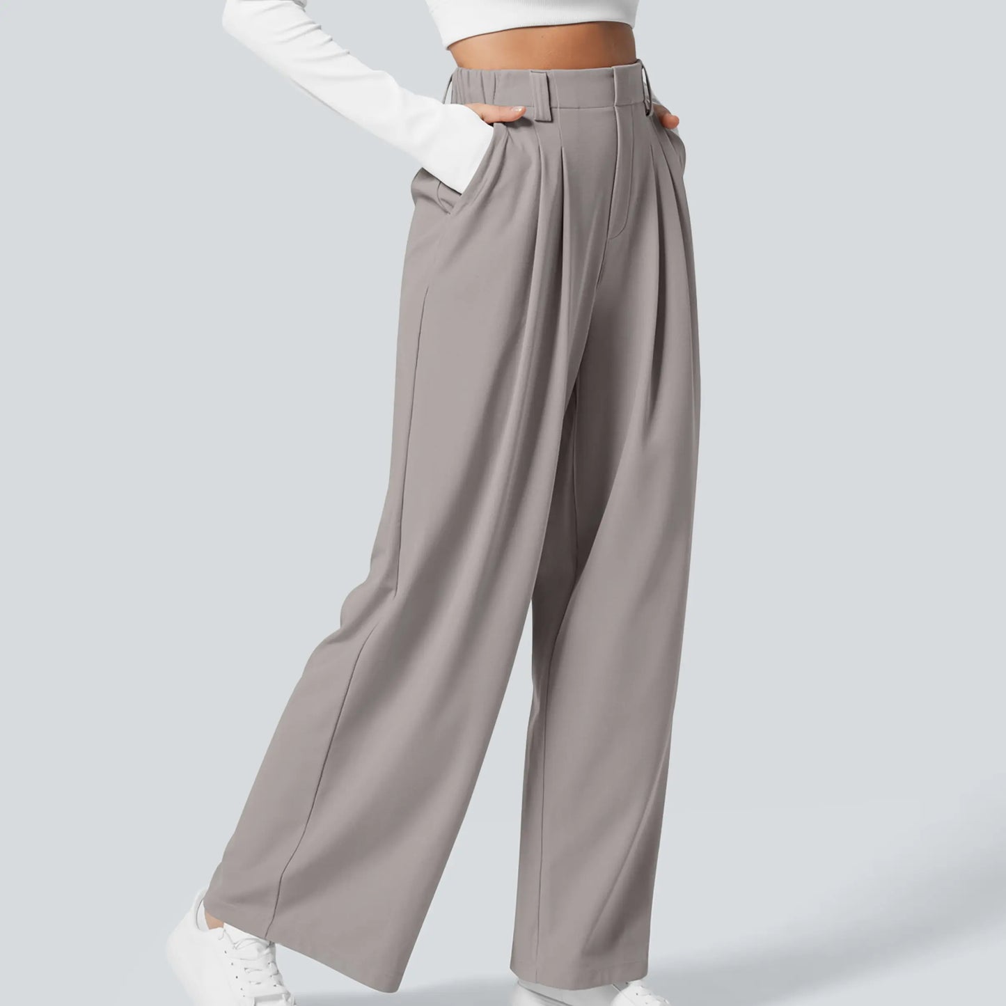 Flex High Waisted Pocket Wide Leg Waffle Work Pants