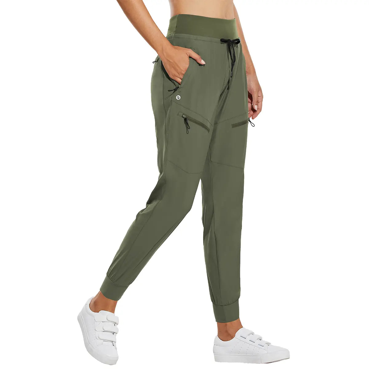 Women’s High-Waisted Cargo Joggers – Lightweight Quick-Dry Travel Pants with 5 Pockets, UPF 50+ Athletic Workout Pants, 25.5" & 28" Inseam