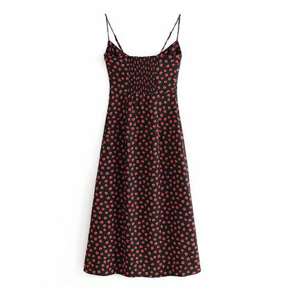 Women's Floral Slip Dress – Square Neck Spaghetti Strap Bodycon Sundress with Adjustable Straps, Tie Front, Y2K Summer Casual Dress