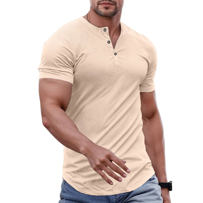 Men's Plain Muscle Slim Fitted Henley Shirts