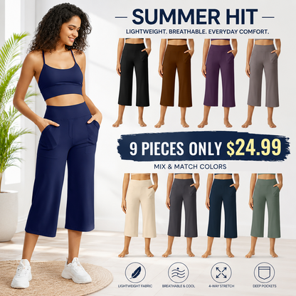 Women’s Capri Yoga Pants Soft Stretch Lightweight High Waist Leggings for Summer Casual Daily Wear Lounge Pants