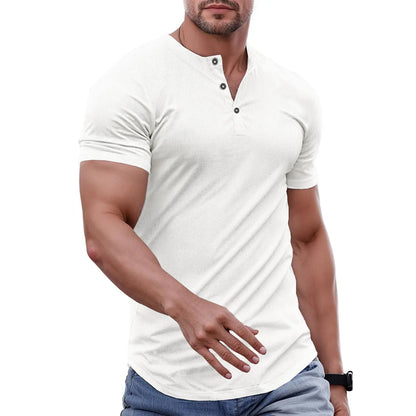 Men's Plain Muscle Slim Fitted Henley Shirts