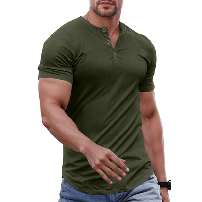 Men's Plain Muscle Slim Fitted Henley Shirts