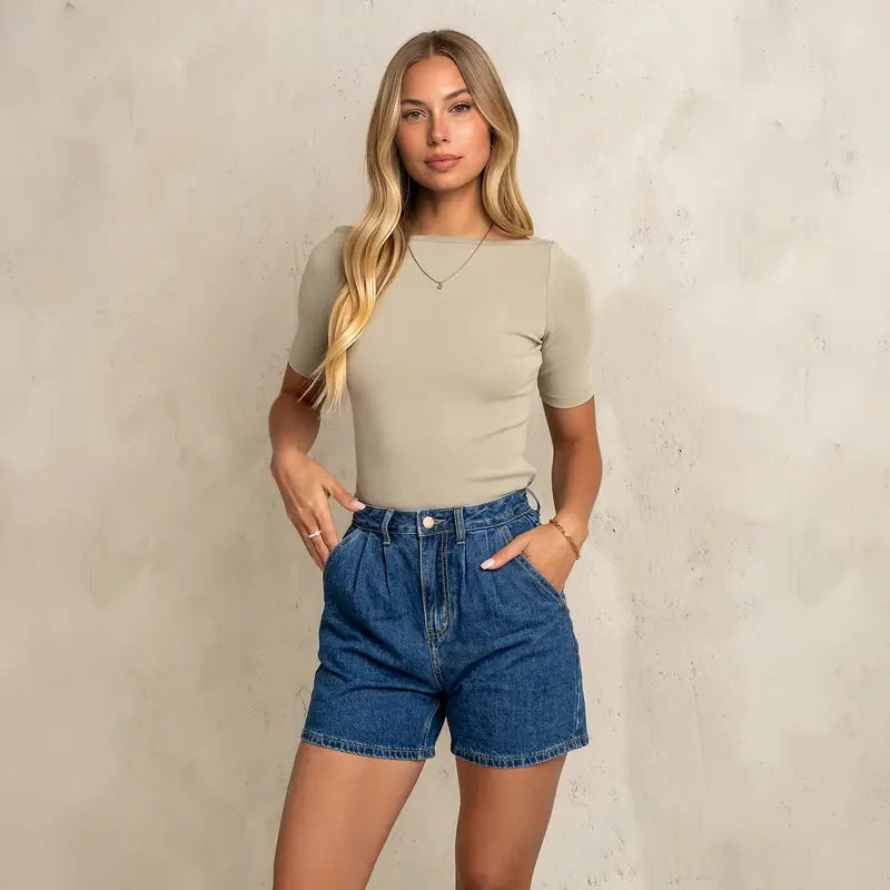 Women High Waisted A Line Bermuda Denim Shorts Stretchy 2026 Summer Casual Bottoms Summer Vibes