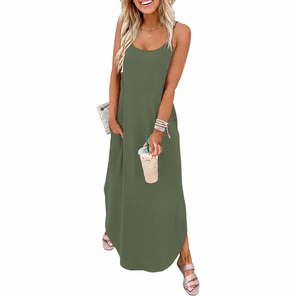 Women’s Casual Maxi Dress – Spaghetti Strap Summer Sundress for Vacation & Beach Days