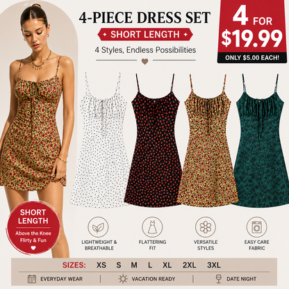 Women's Floral Slip Dress – Square Neck Spaghetti Strap Bodycon Sundress with Adjustable Straps, Tie Front, Y2K Summer Casual Dress