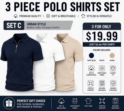 Men's Ribbed Knit 1/4 Zip Polo Shirt – Short Sleeve Casual Golf Sweater Polo for Business Casual, Travel & Everyday Wear