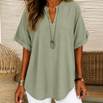 Fashion Loose Solid Color Short Sleeve Top