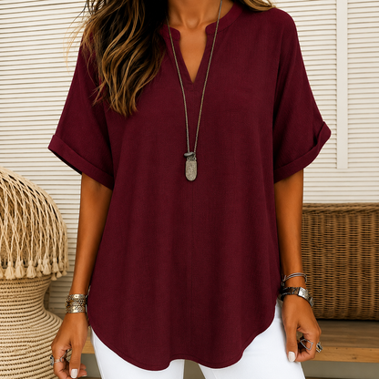 Fashion Loose Solid Color Short Sleeve Top