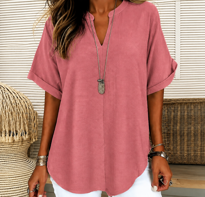 Fashion Loose Solid Color Short Sleeve Top