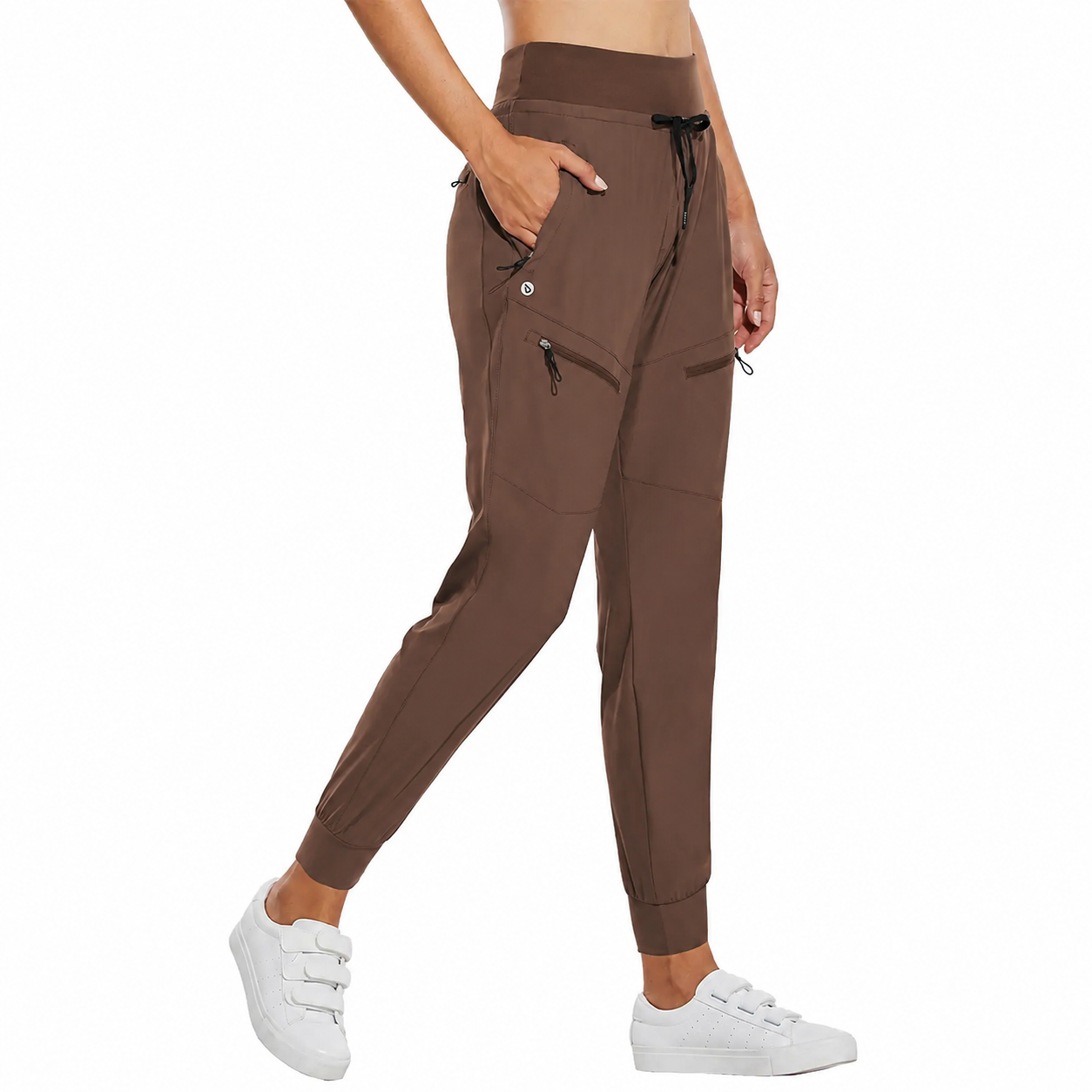 Women’s High-Waisted Cargo Joggers – Lightweight Quick-Dry Travel Pants with 5 Pockets, UPF 50+ Athletic Workout Pants, 25.5" & 28" Inseam