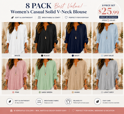 Women’s Casual Solid V-Neck Blouse