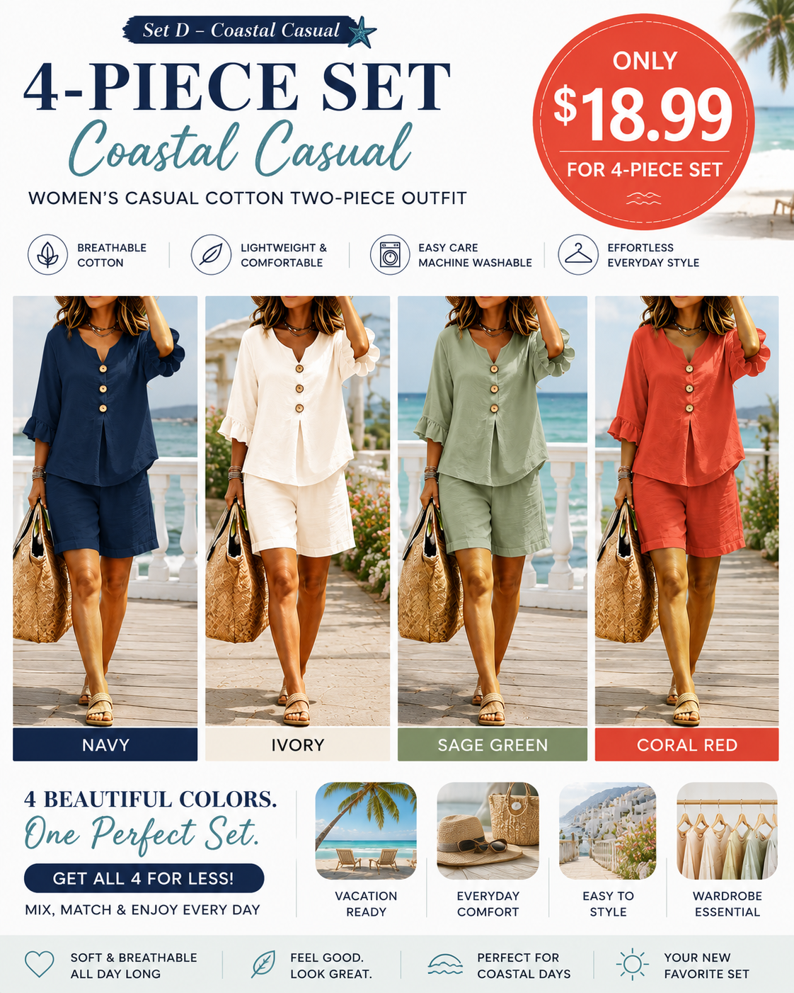Women's Casual Cotton Two-Piece Outfit