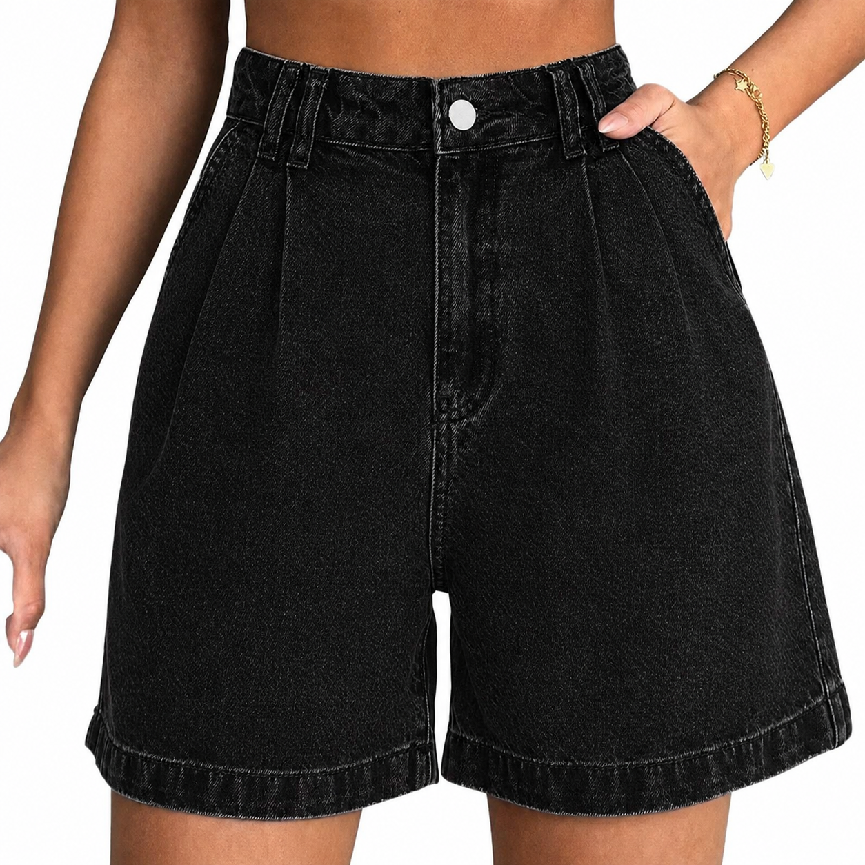 Women High Waisted A Line Bermuda Denim Shorts Stretchy 2026 Summer Casual Bottoms Summer Vibes