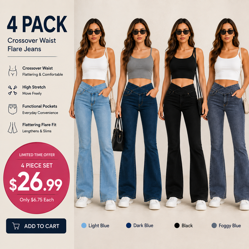 Women’s Stretchy High-Waisted Flare Jeans