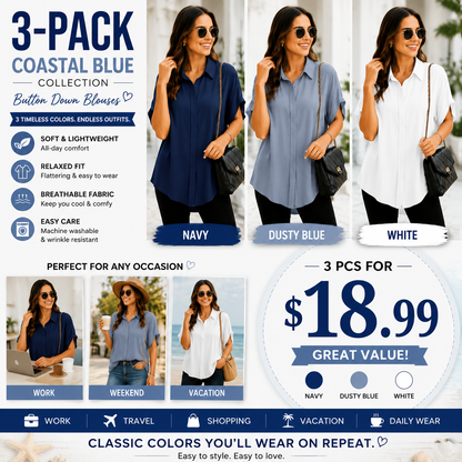 Women's Loose Fit Button Down Blouse – Elegant Short Sleeve Summer Top for Everyday Wear