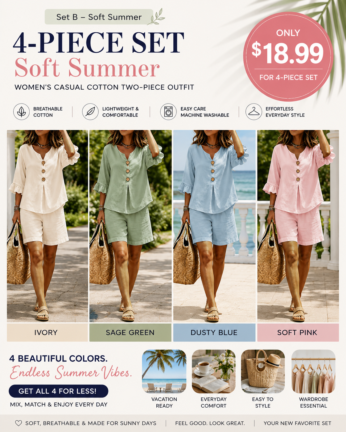 Women's Casual Cotton Two-Piece Outfit