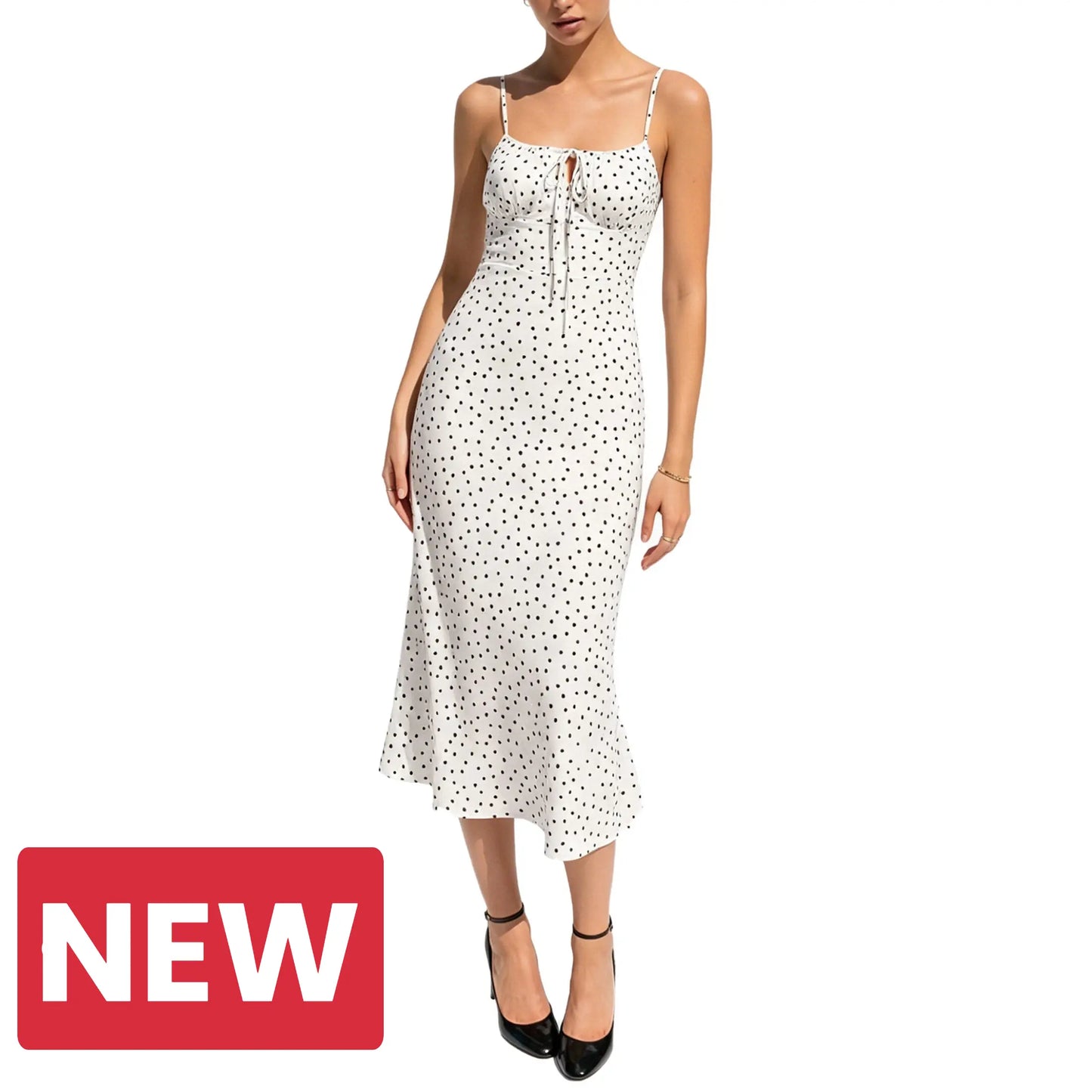 Women's Floral Slip Dress – Square Neck Spaghetti Strap Bodycon Sundress with Adjustable Straps, Tie Front, Y2K Summer Casual Dress