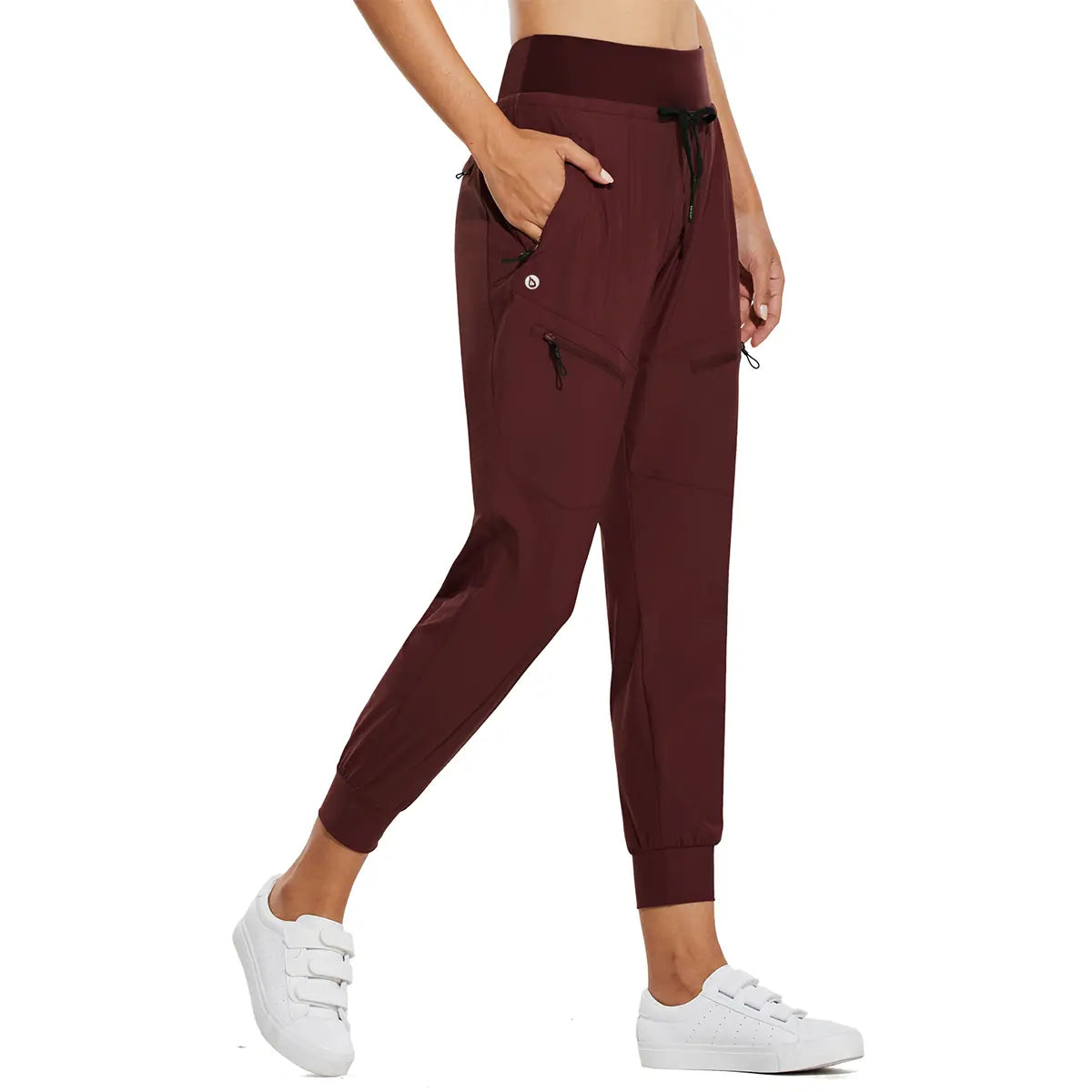 Women’s High-Waisted Cargo Joggers – Lightweight Quick-Dry Travel Pants with 5 Pockets, UPF 50+ Athletic Workout Pants, 25.5" & 28" Inseam