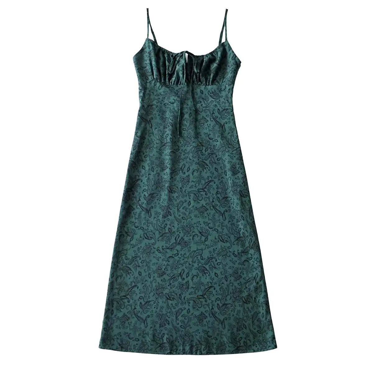 Women's Floral Slip Dress – Square Neck Spaghetti Strap Bodycon Sundress with Adjustable Straps, Tie Front, Y2K Summer Casual Dress