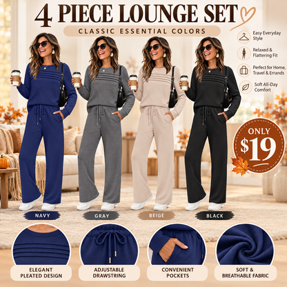 Women's Crew Neck Top & Drawstring Pants Set