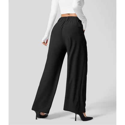 Flex High Waisted Pocket Wide Leg Waffle Work Pants
