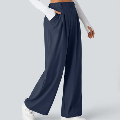Flex High Waisted Pocket Wide Leg Waffle Work Pants