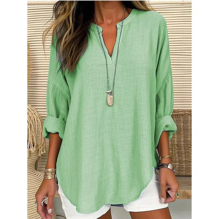 Women’s Casual Solid V-Neck Blouse
