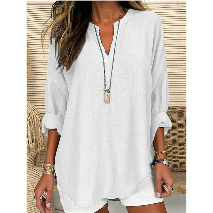 Women’s Casual Solid V-Neck Blouse