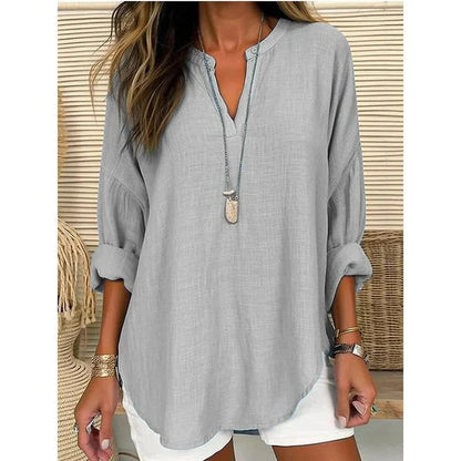 Women’s Casual Solid V-Neck Blouse
