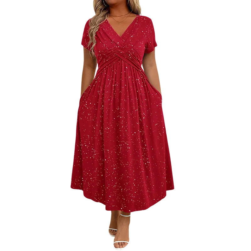 Women's Elegant V-Neck Twist Front Dress